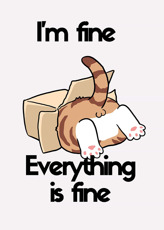 I'm fine, everything is fine cat