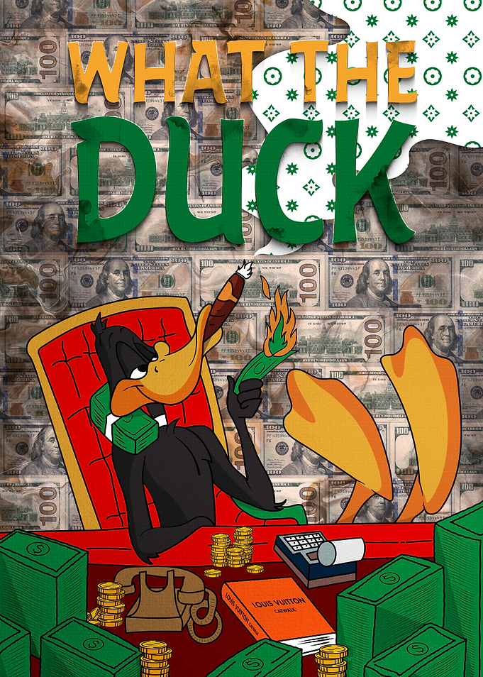 Daffy Duck: What the Duck - Cartoon Wall Art - Money Art