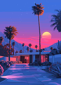 Sunset Palm Springs House Digital Art