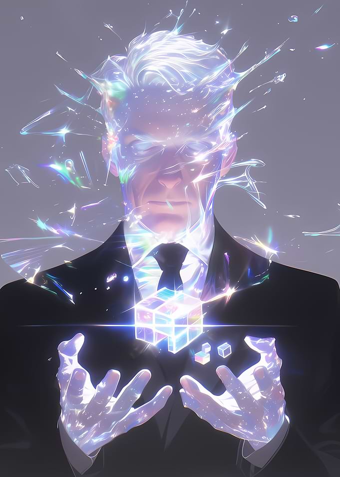 Crystal Man with Rubik's Cube