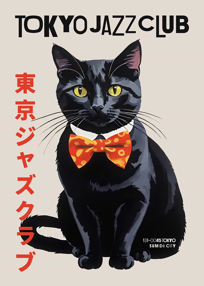 Tokyo Jazz Club Cat Poster