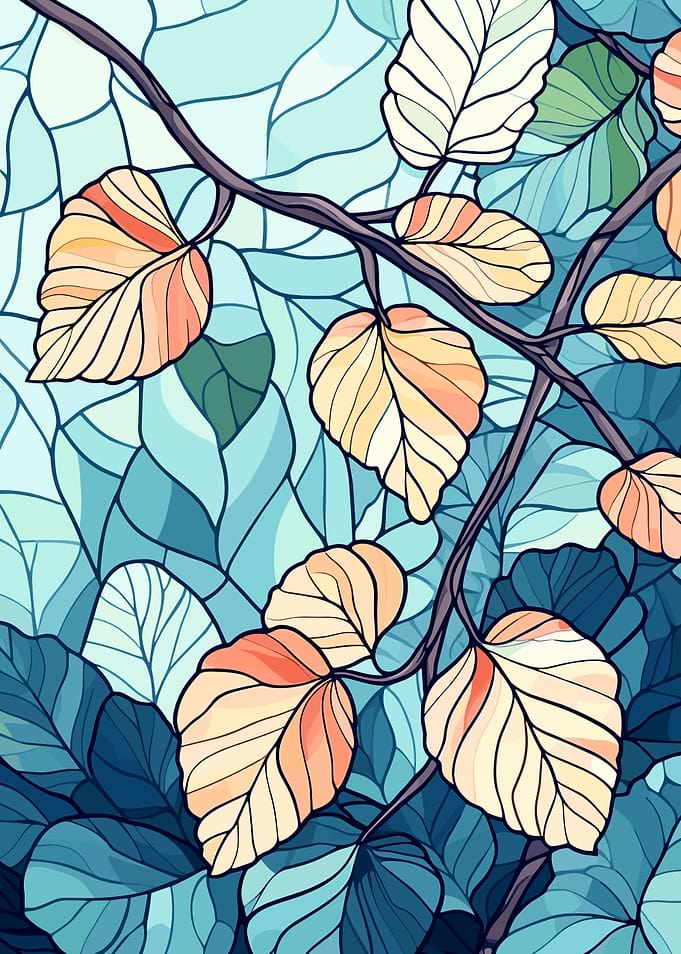 Stained Glass Leaves Illustration