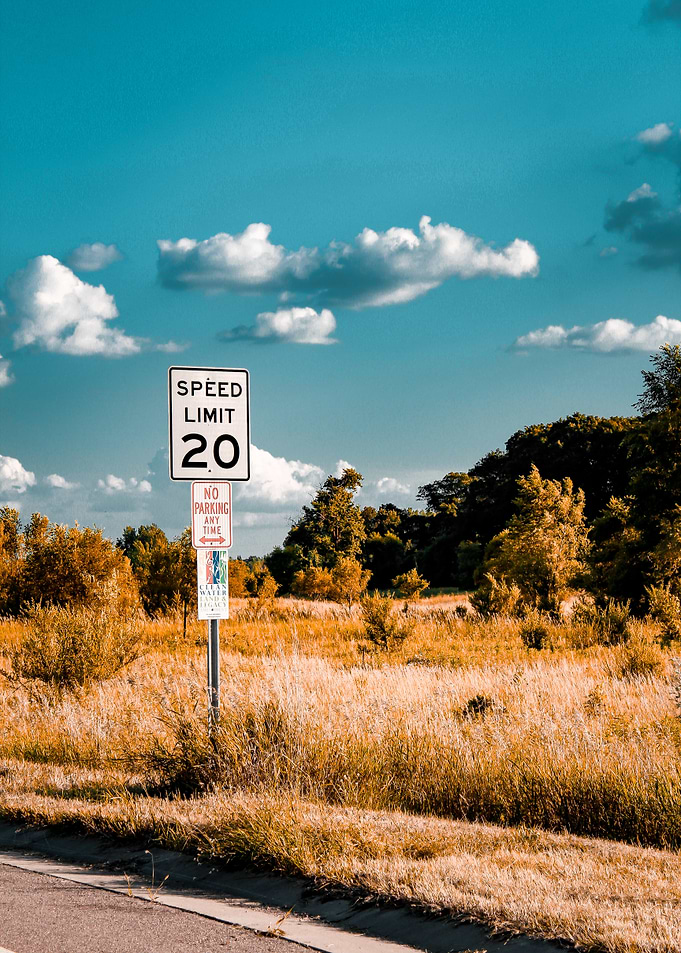 Speed Limit Sign on Forgotten Road