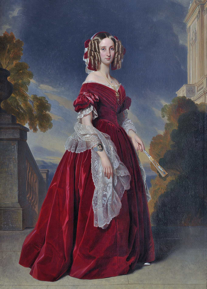 Elegant Woman in Red Gown Painting