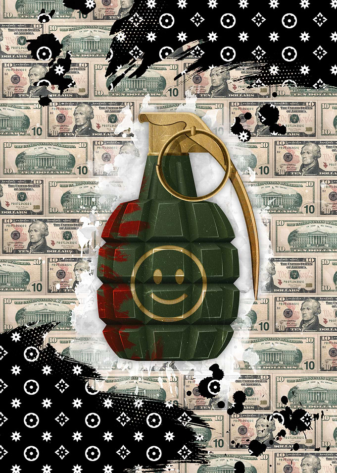 Money Grenade with Smiley Face