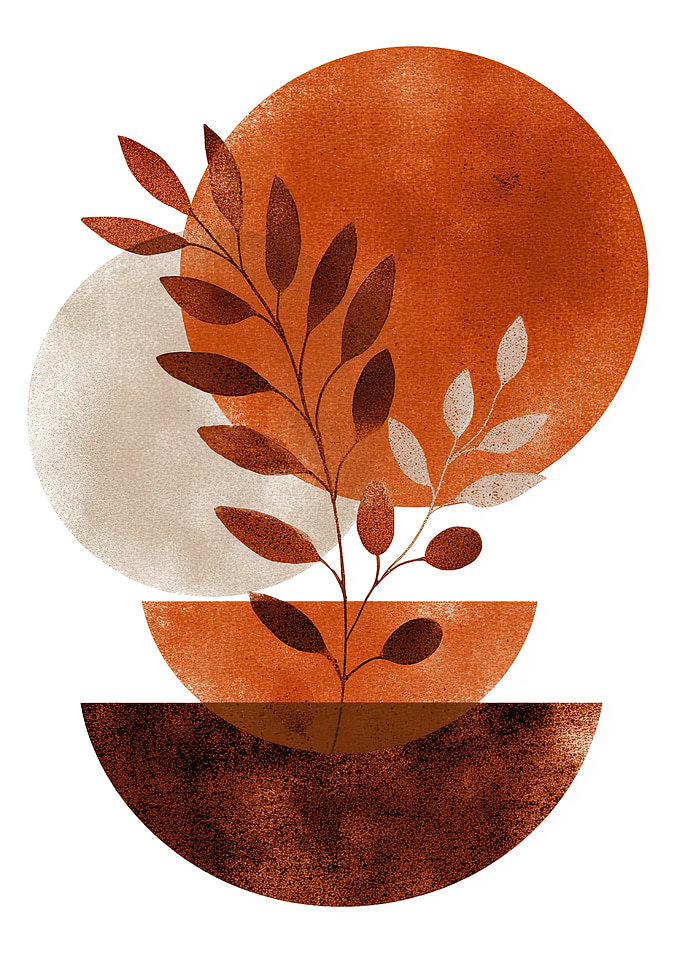 Abstract Botanical Art with Geometric Shapes