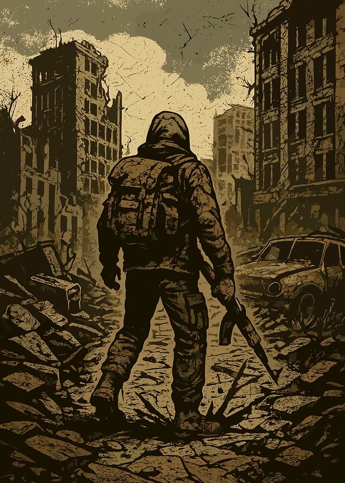 Post-Apocalyptic Survivor with Rifle