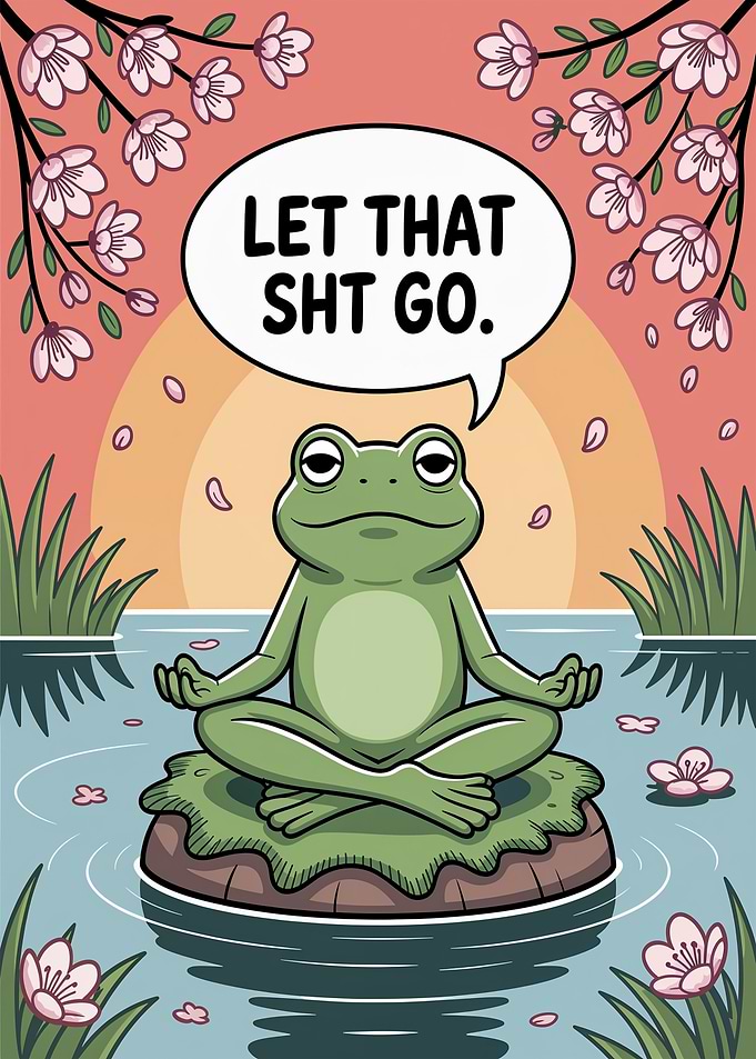 Meditating Frog: Let That Sh*t Go memes funny art