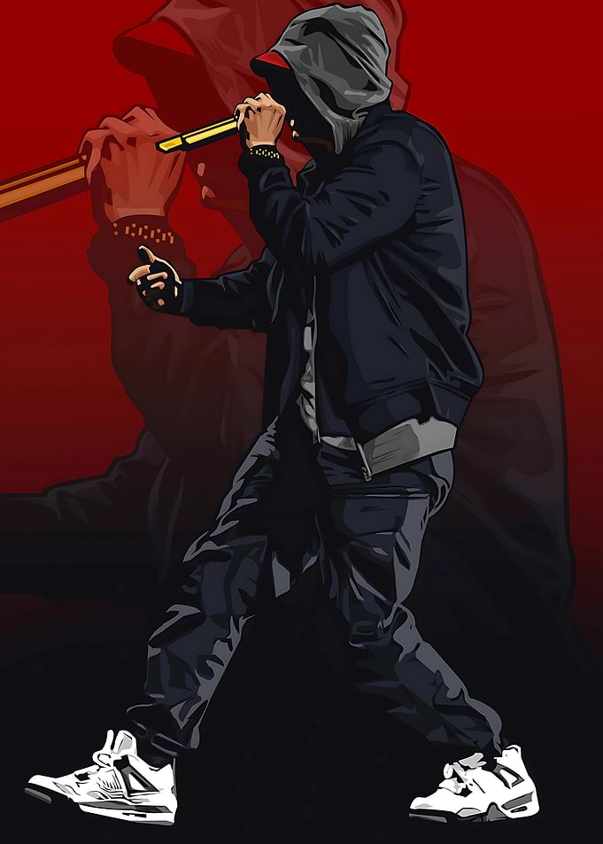 Eminem with Microphone Digital Art