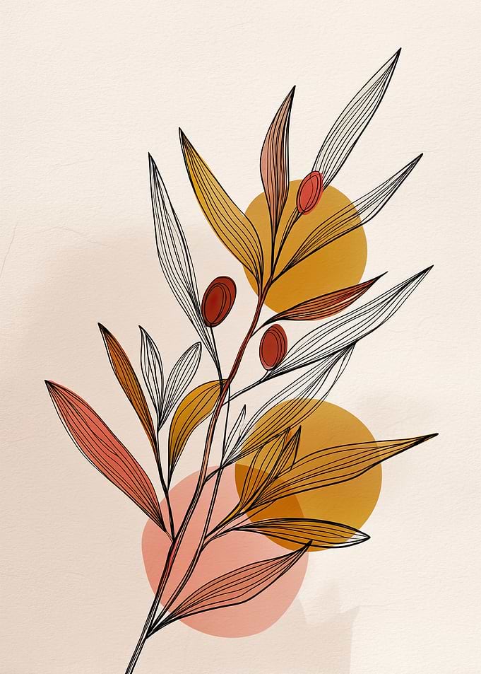Botanical Illustration with Circles