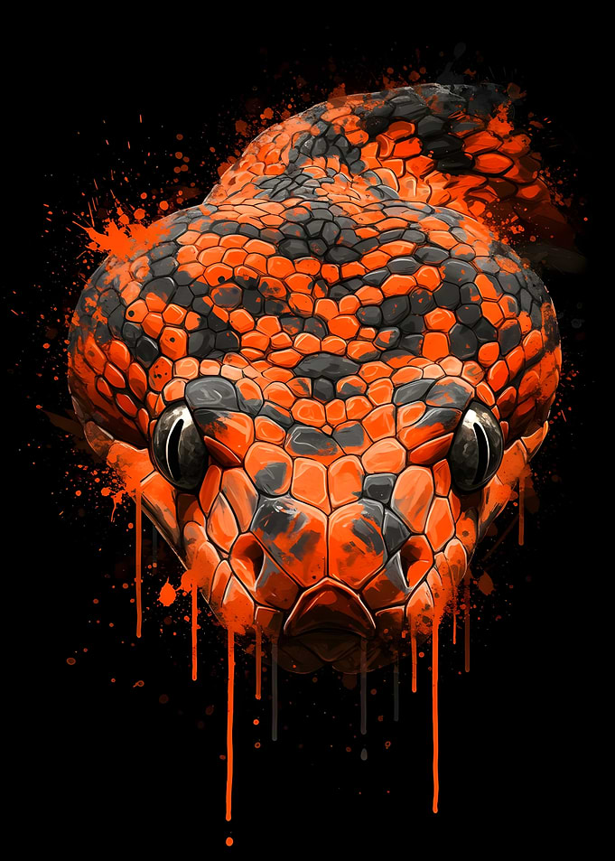 Orange and Black Snake Portrait