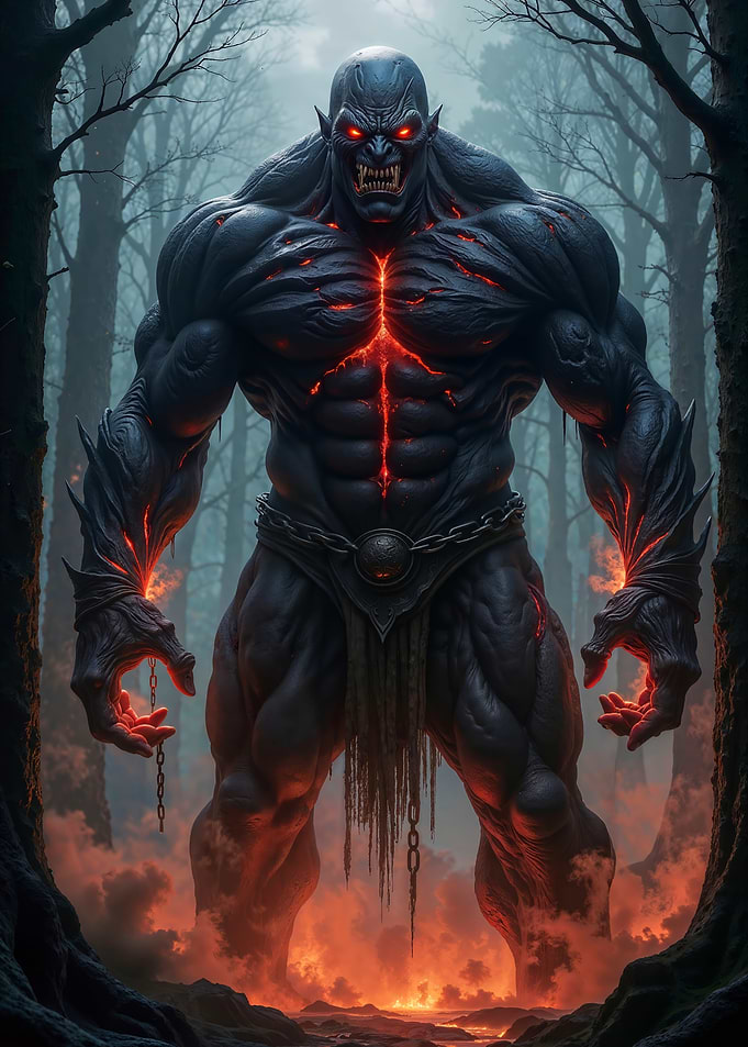 Muscular Demon in Dark Forest
