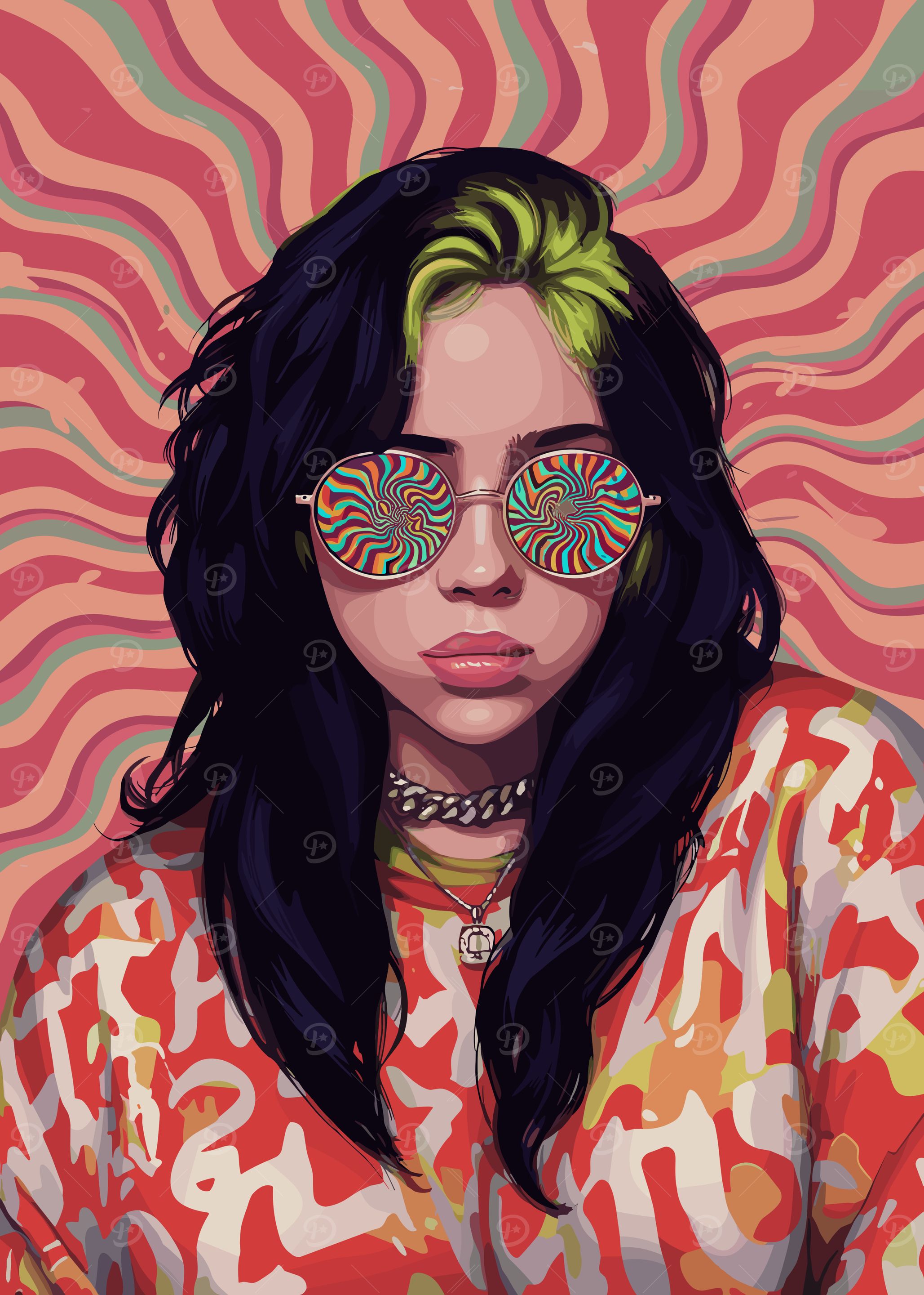 Billie Eilish Psychedelic Portrait