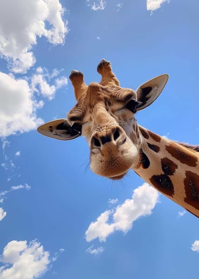 Giraffe Looking Down at Camera