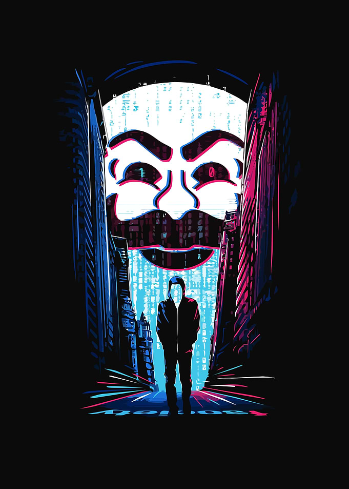 Mr. Robot Mask in Cityscape