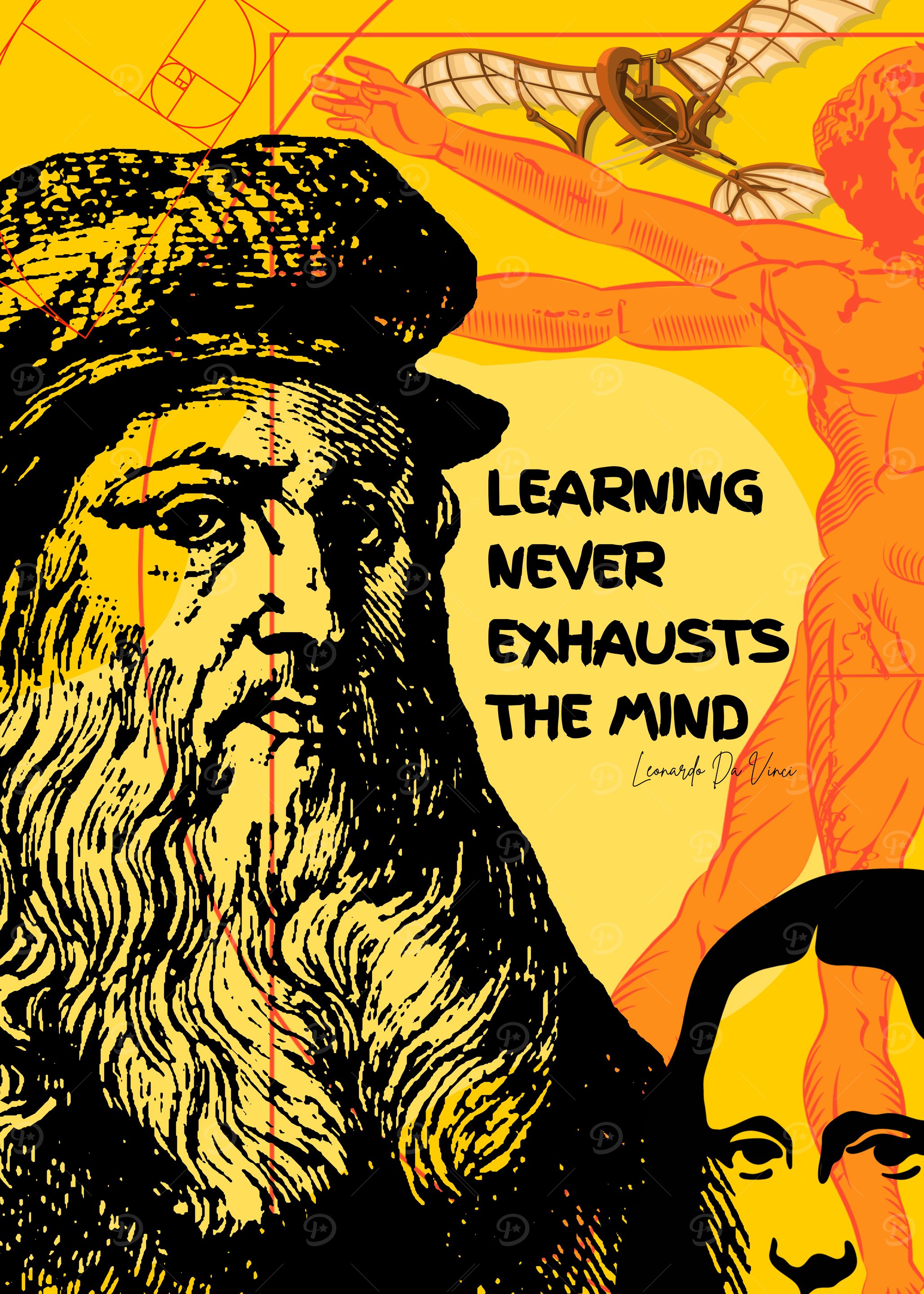 Learning Never Exhausts the Mind – Leonardo da Vinci Quote Poster | Renaissance Inspiration Art