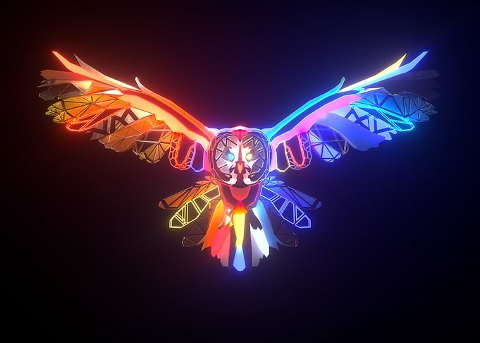 Neon Owl Digital Art