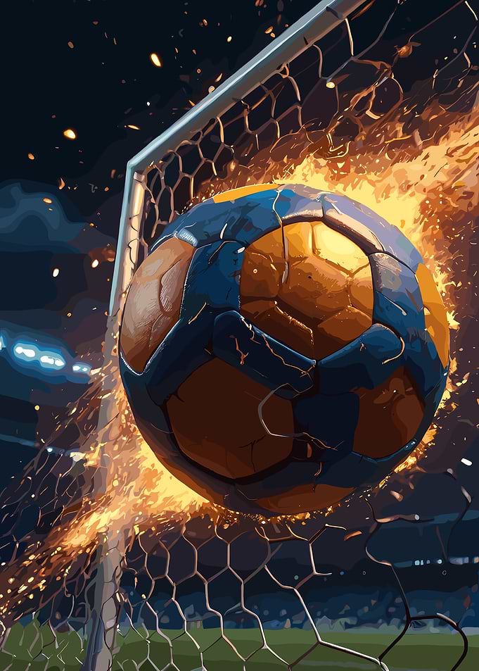 Soccer ball hitting the net