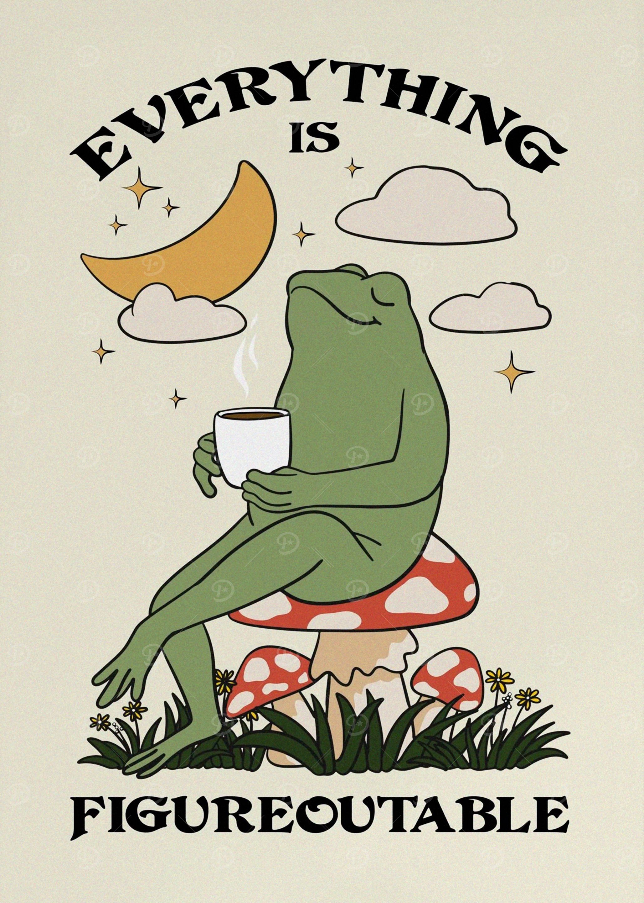 Frog on Mushroom with Coffee