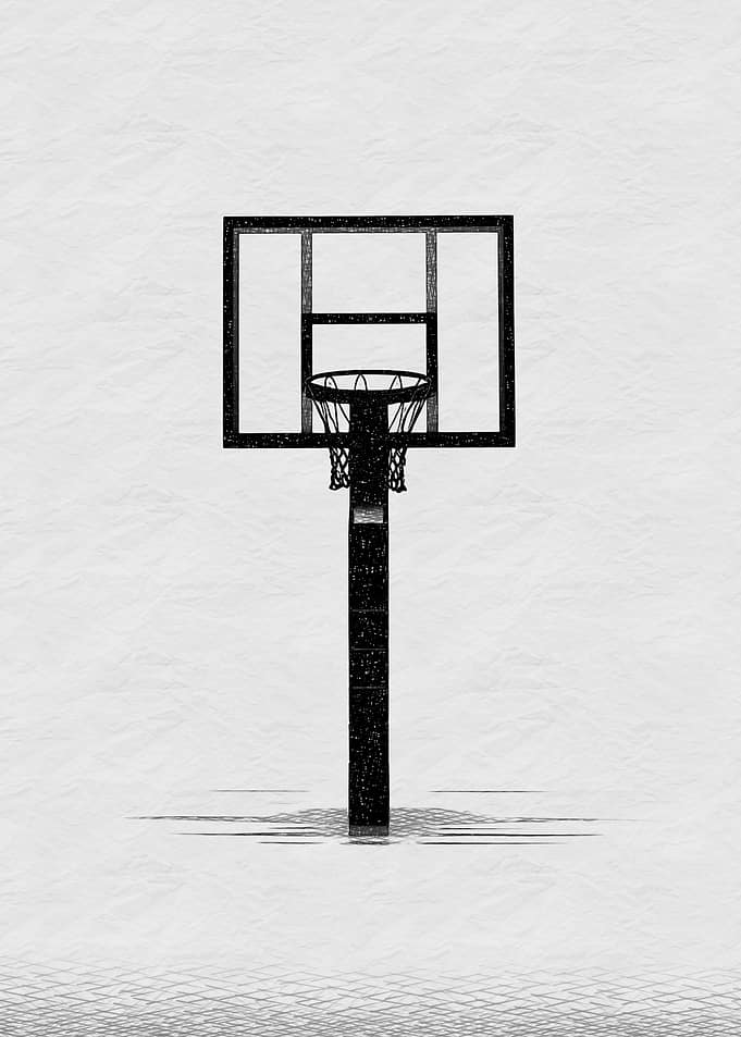 Monochrome Basketball Hoop Illustration