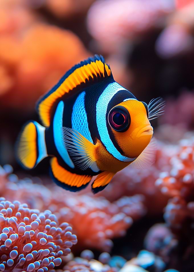 Colorful Clownfish in Coral Reef