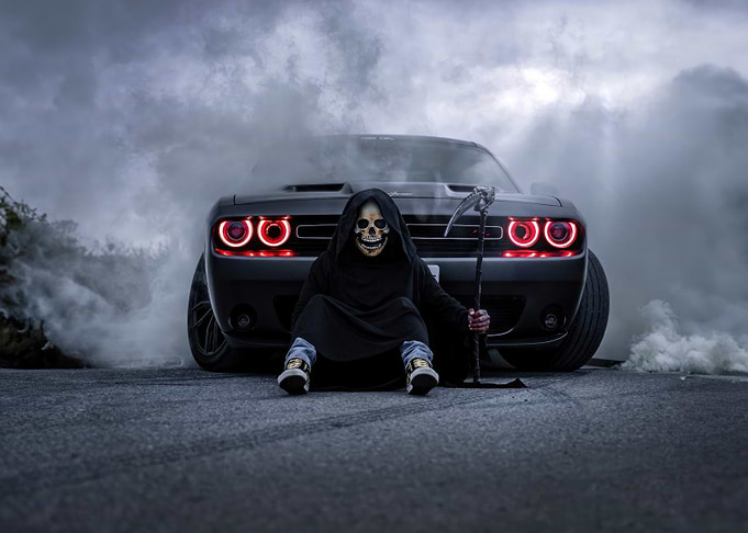 Grim Reaper with Dodge Challenger