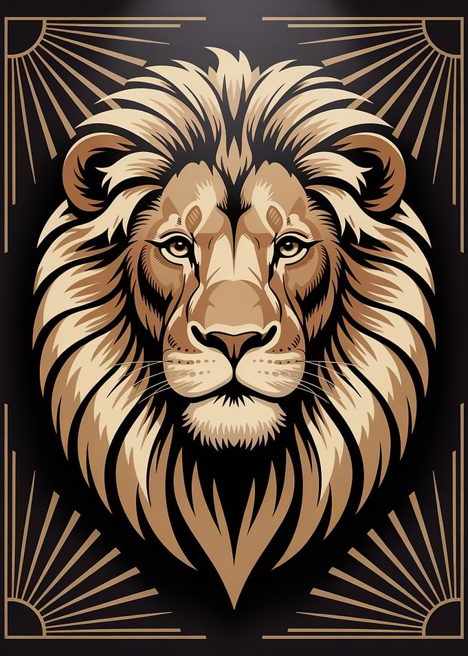 Lion Head Art Deco Style