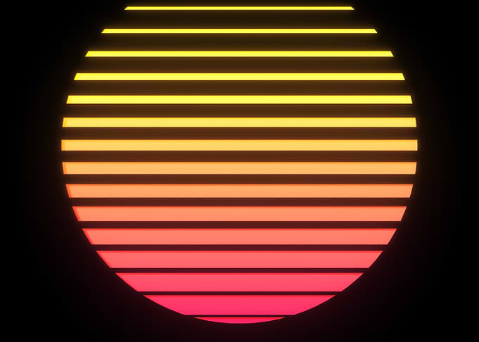 Retro Sunset with Horizontal Lines