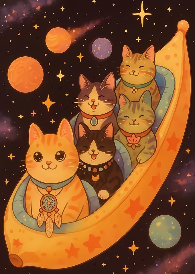 Cats in Banana Spaceship