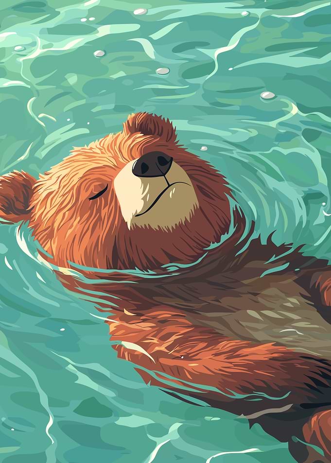 Relaxing Bear Floating in Water