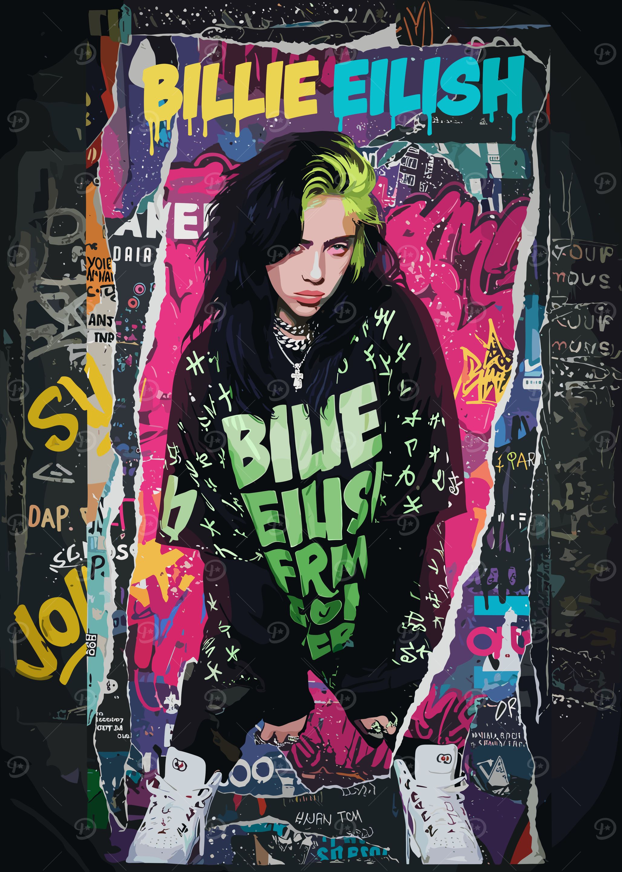 Billie Eilish Graffiti Art Portrait
