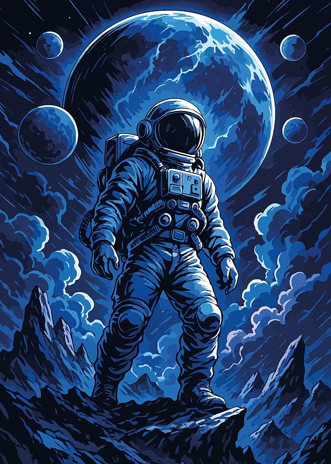 Astronaut on Alien Planet Illustration