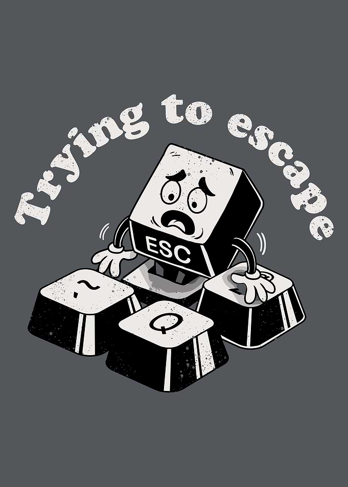 Escape Key Cartoon Character Illustration