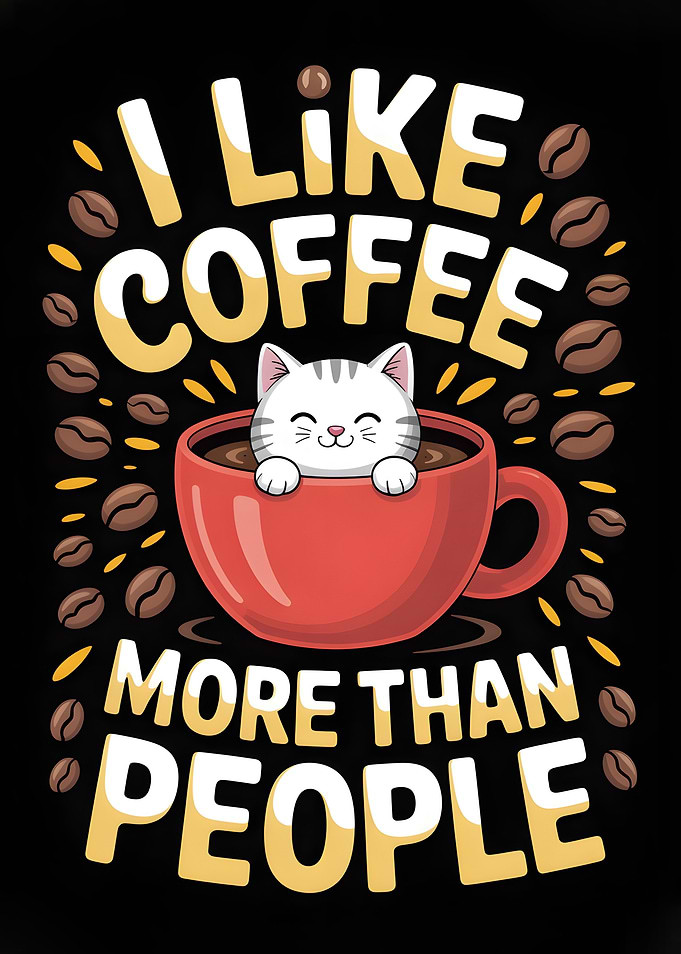 Cat in Coffee Cup Illustration