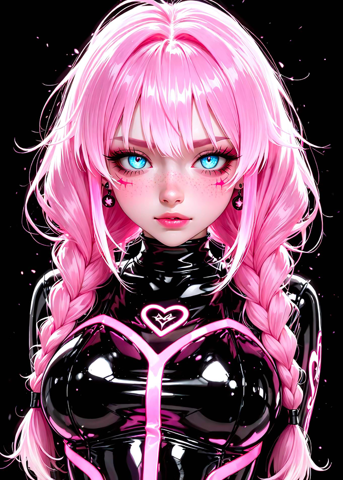 Anime Girl with Pink Hair and Braids