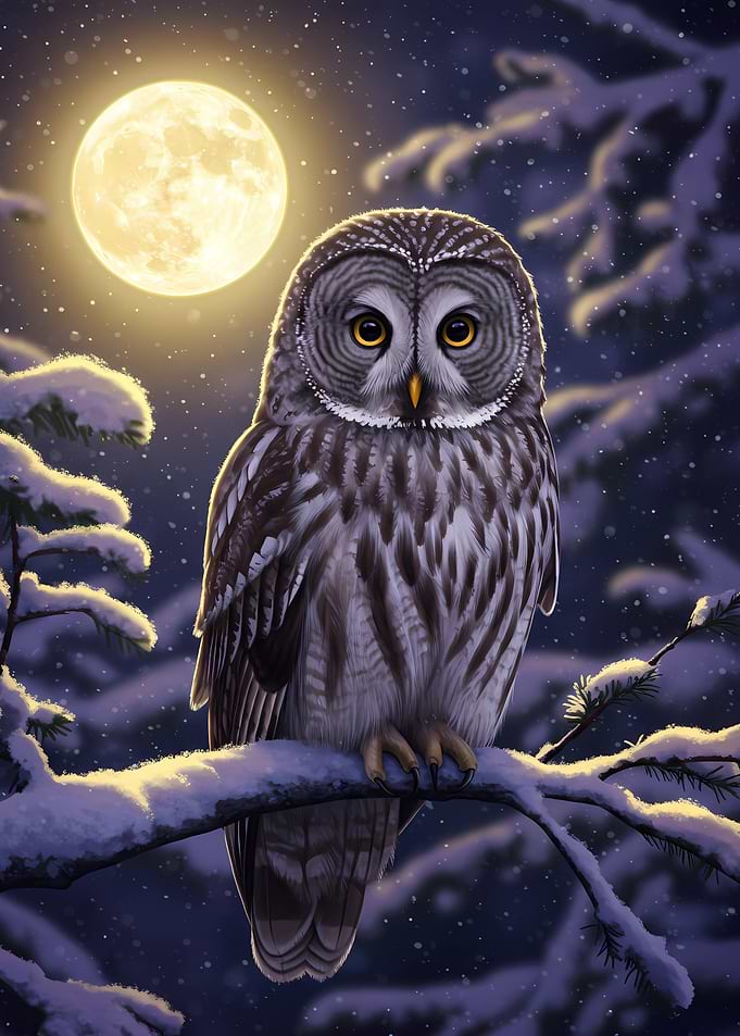 Winter Vigil Under the Golden Moon