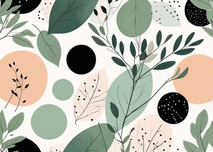 Abstract Botanical Pattern with Circles