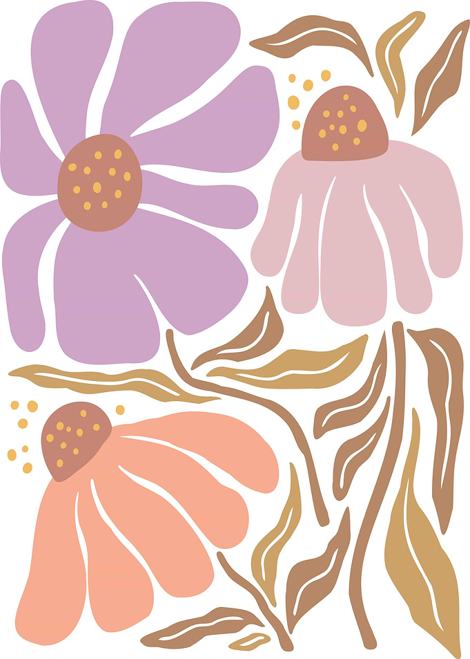 Abstract Floral Art with Pastel Colors