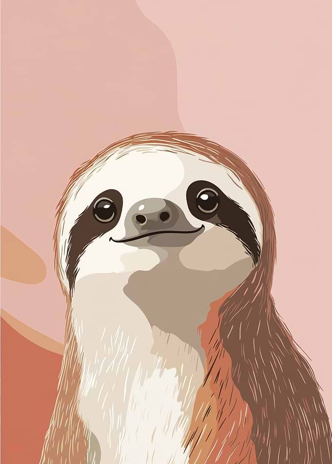 Cute Sloth Portrait Illustration