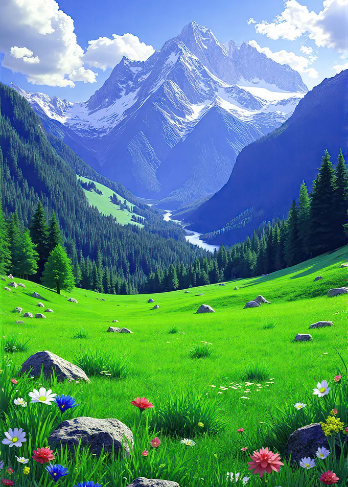 Lush Mountain Valley Landscape