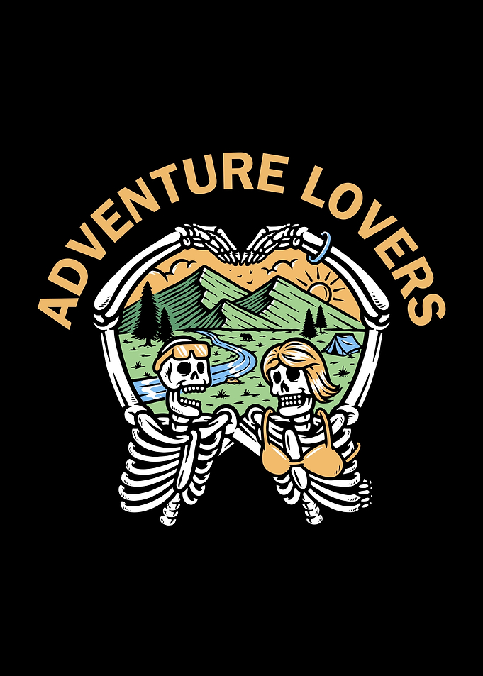 Adventure Lovers Skeleton Couple Illustration