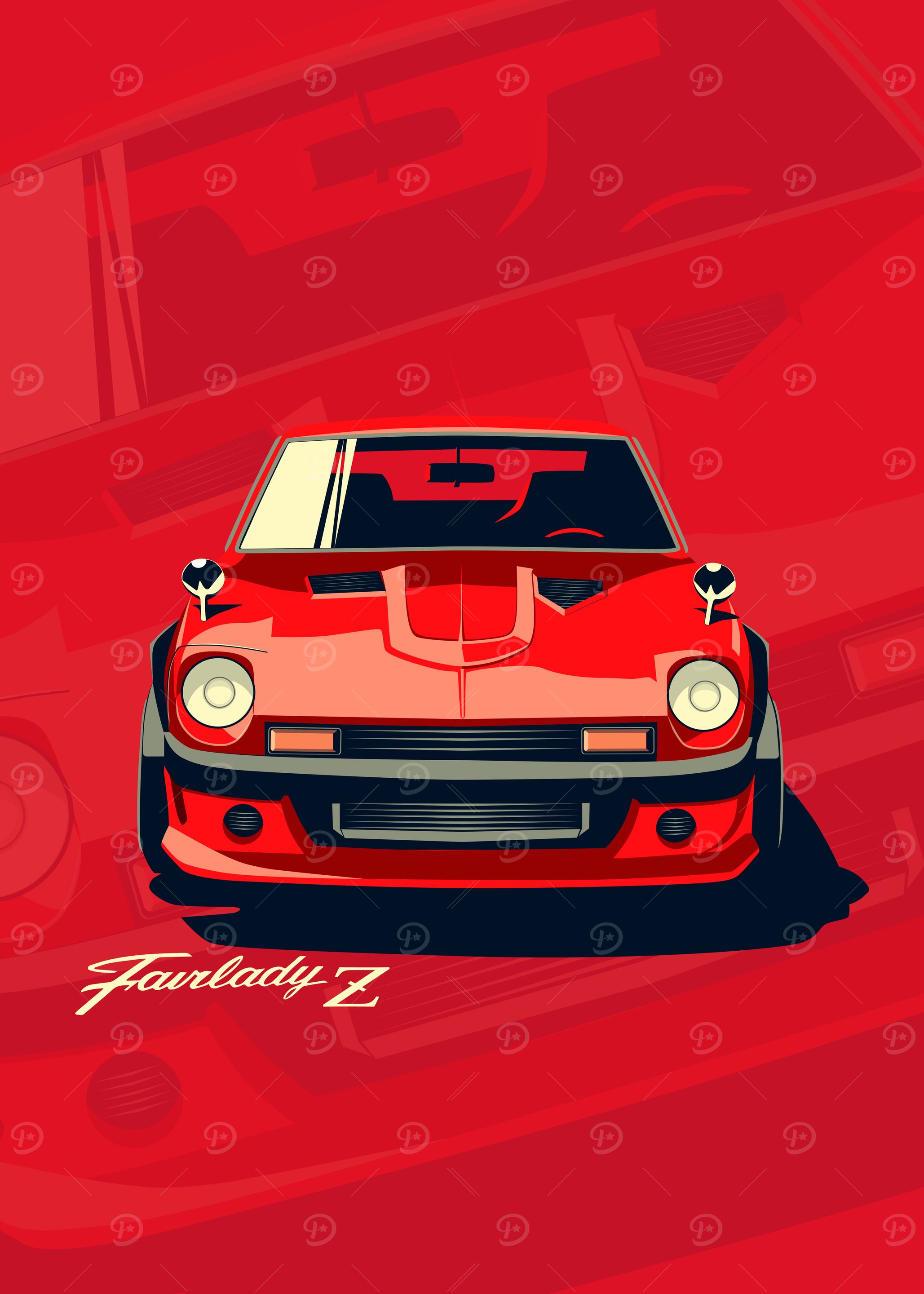 Red Fairlady Z JDM Car Illustration