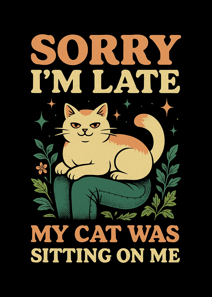 Sorry I'm Late Cat Design