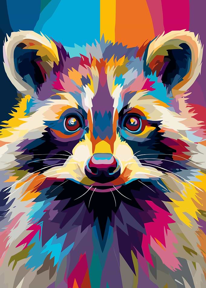 Colorful Raccoon Portrait