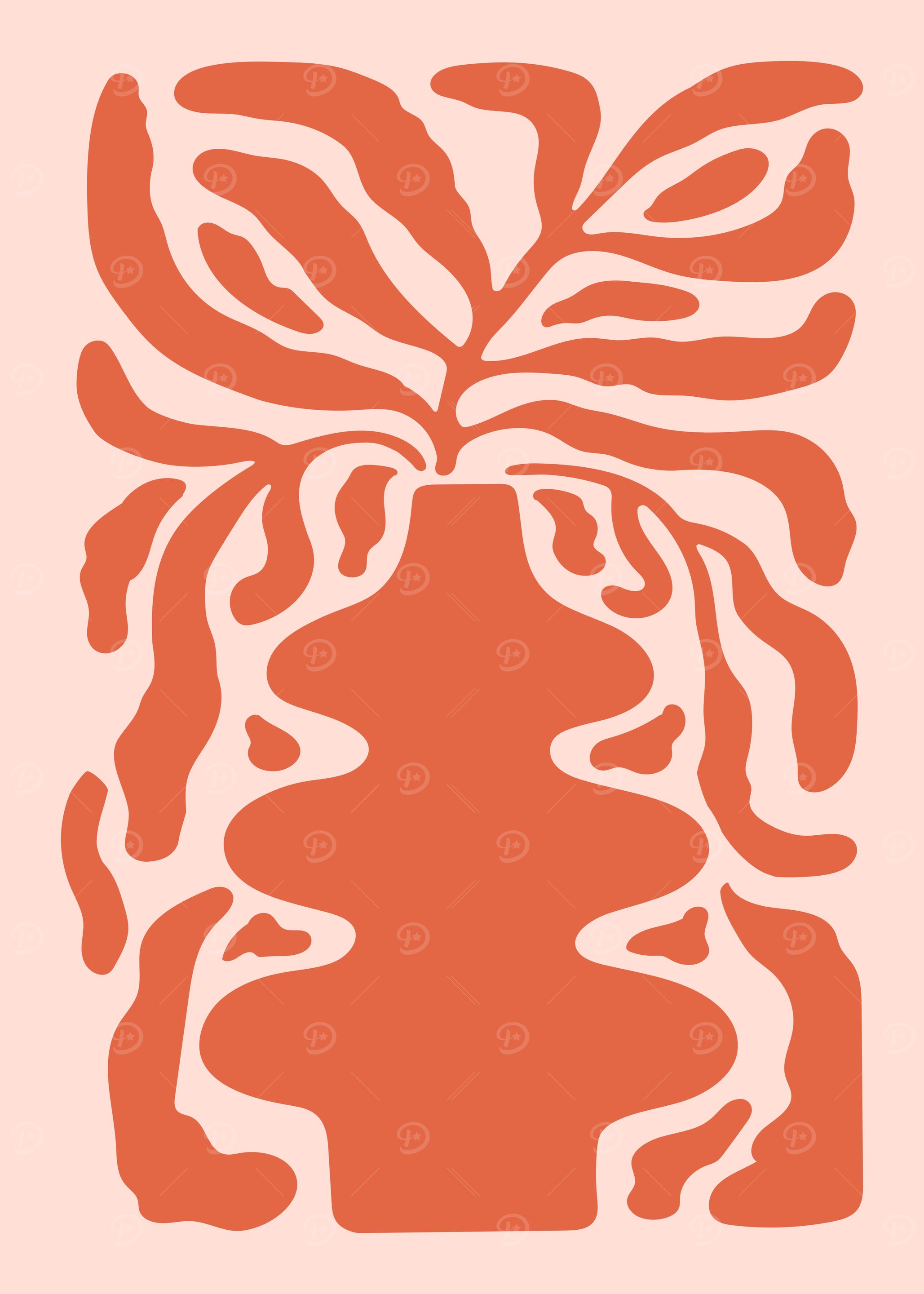 Abstract Plant in Vase Art Print