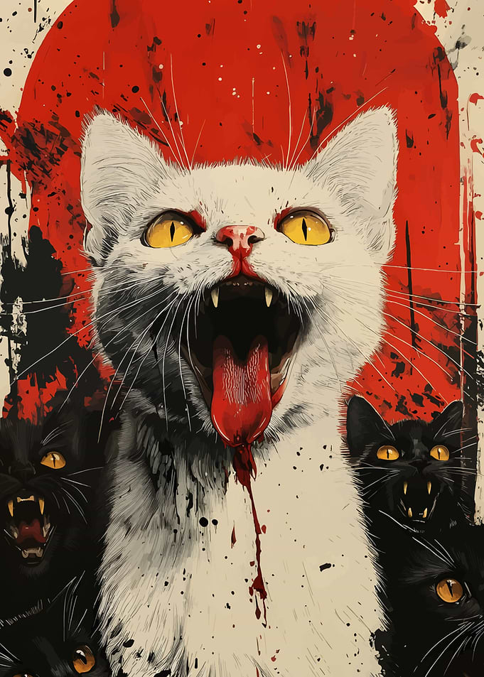 Aggressive Cats with Blood