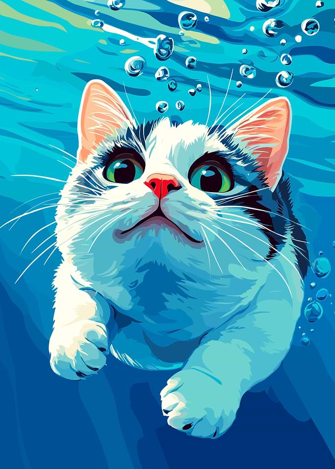 Cat Swimming Underwater