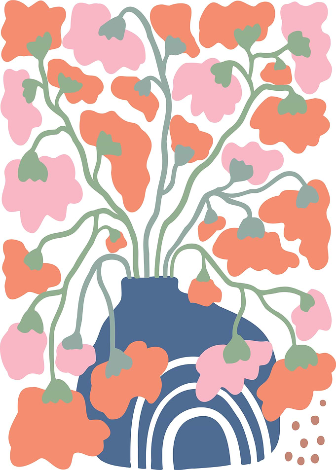 Floral Still Life with Blue Vase