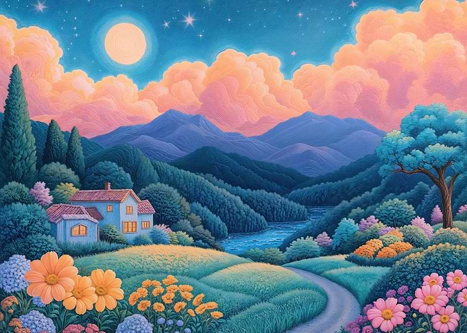Pastel Landscape village
