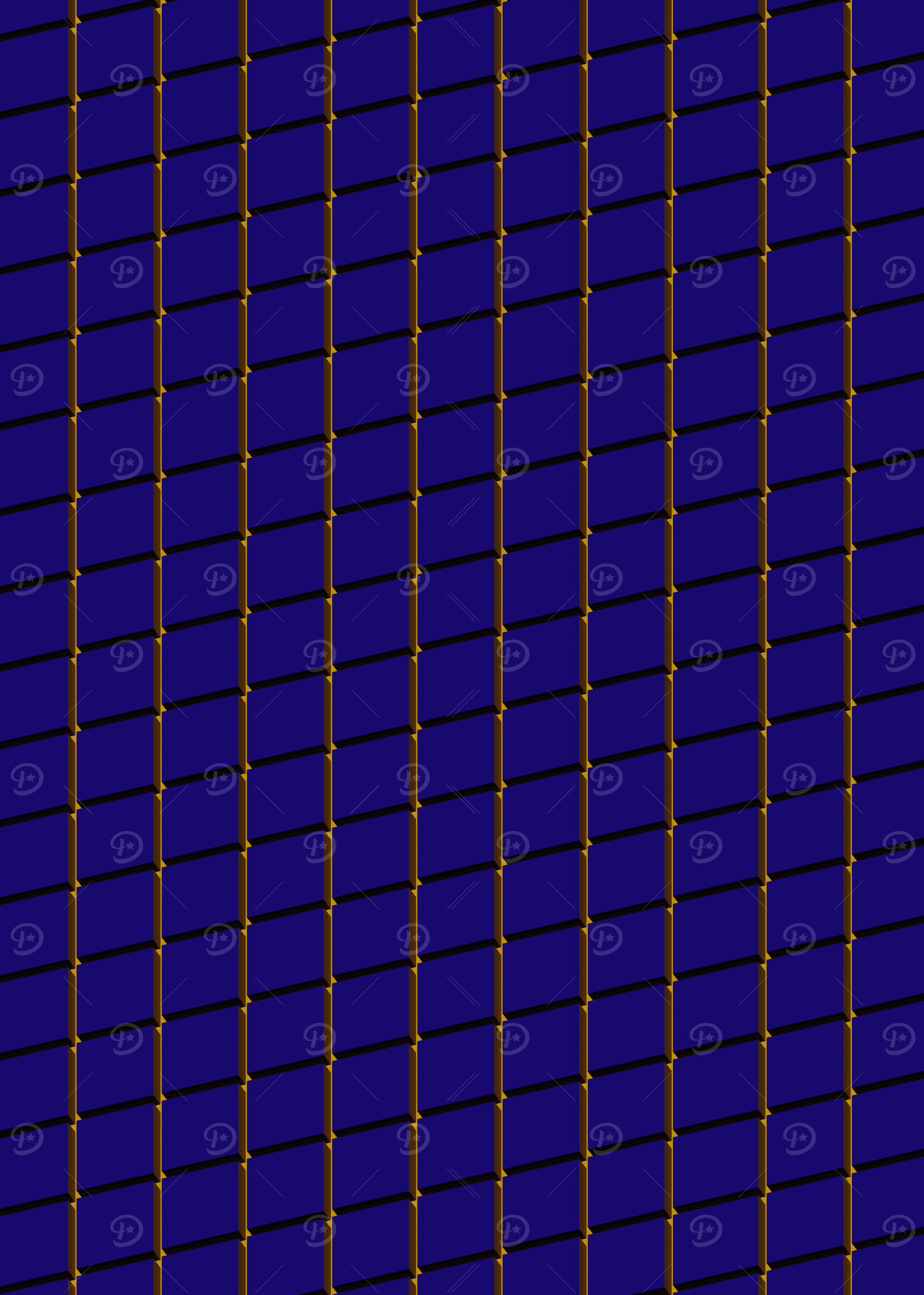 Blue and Gold Grid Voxel Tiles
